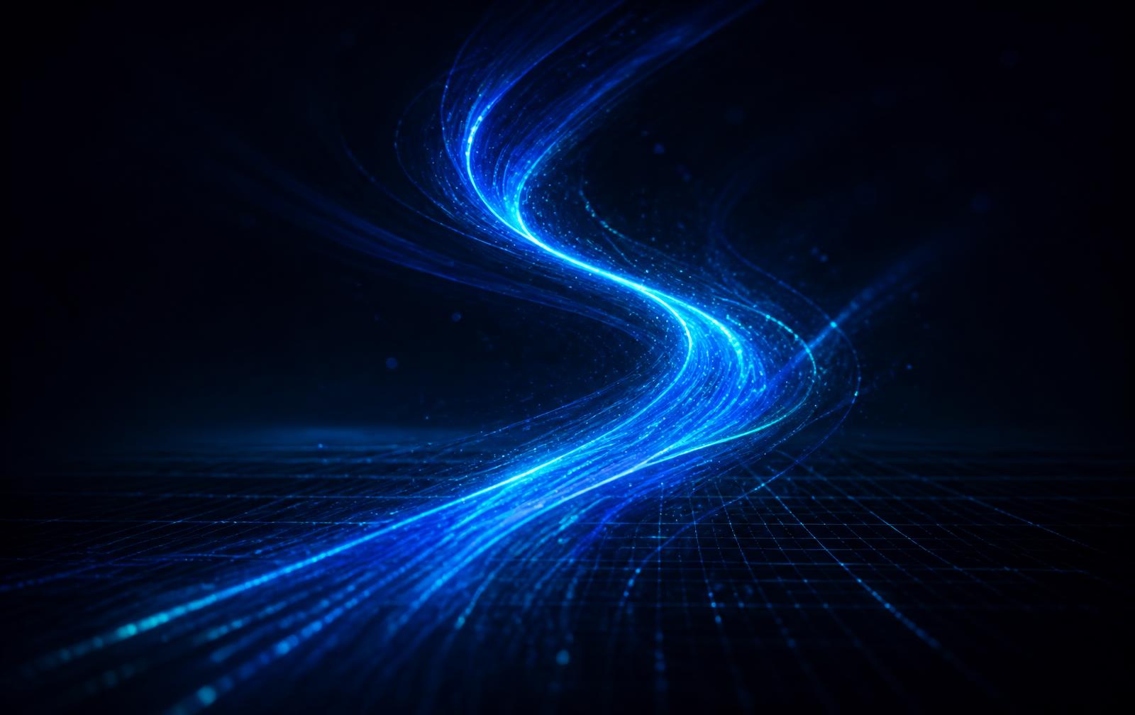 Abstract flowing light representing AI-generated creative work